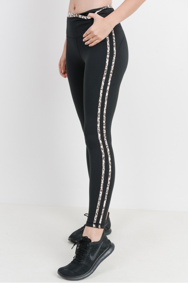 Snow Leopard Striped Band Women Leggings